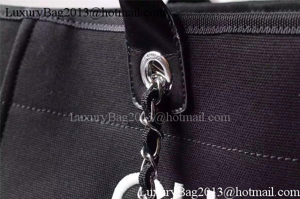 Chanel Large Canvas Tote Shopping Bag A5002 Black Chanel Large Canvas Tote Shopping Bag A5002 Black