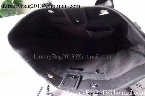 Chanel Large Canvas Tote Shopping Bag A5002 Black Chanel Large Canvas Tote Shopping Bag A5002 Black