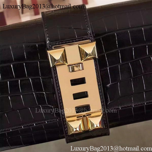 Hermes Croco Leather Clutch H88017 Black Hermes Croco Leather Clutch H88017 Black