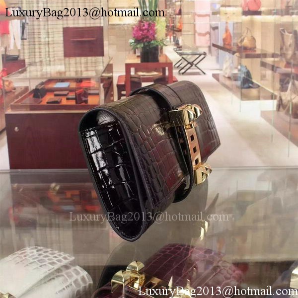 Hermes Croco Leather Clutch H88017 Black Hermes Croco Leather Clutch H88017 Black