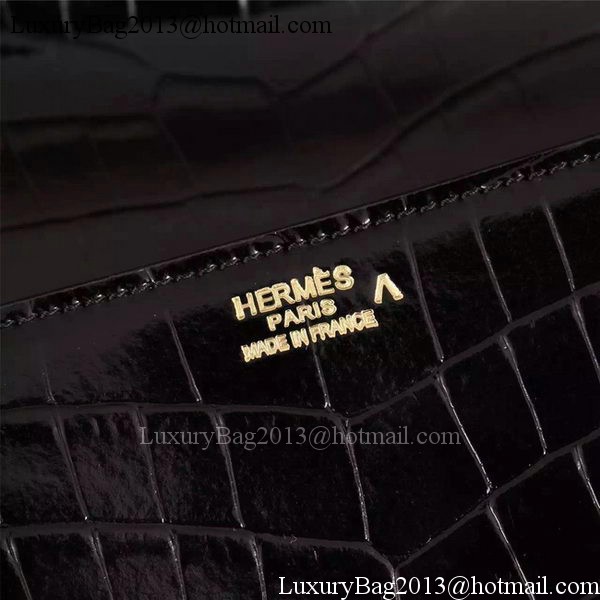Hermes Croco Leather Clutch H88017 Black Hermes Croco Leather Clutch H88017 Black