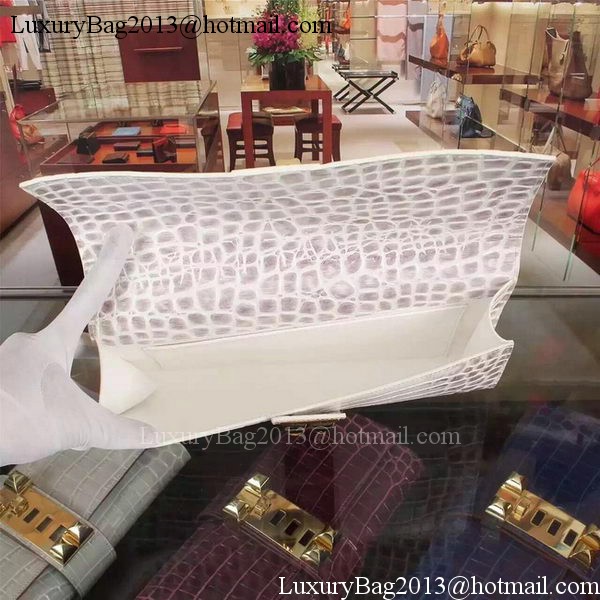 Hermes Croco Leather Clutch H88017 OffWhite Hermes Croco Leather Clutch H88017 OffWhite