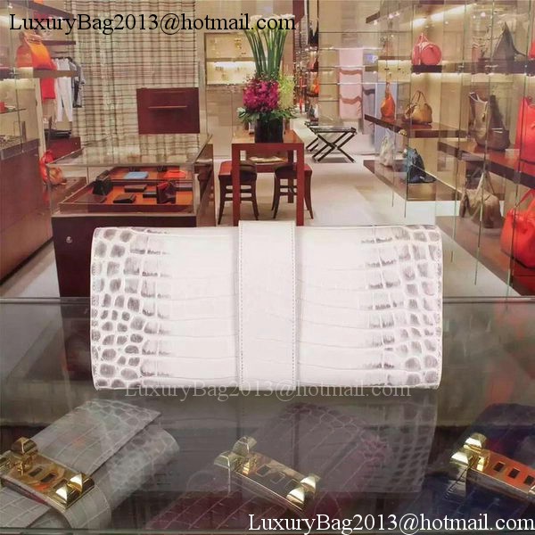 Hermes Croco Leather Clutch H88017 OffWhite Hermes Croco Leather Clutch H88017 OffWhite