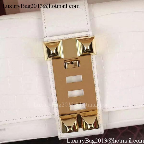 Hermes Croco Leather Clutch H88017 OffWhite Hermes Croco Leather Clutch H88017 OffWhite