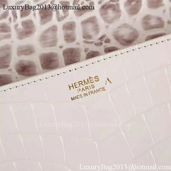 Hermes Croco Leather Clutch H88017 OffWhite Hermes Croco Leather Clutch H88017 OffWhite