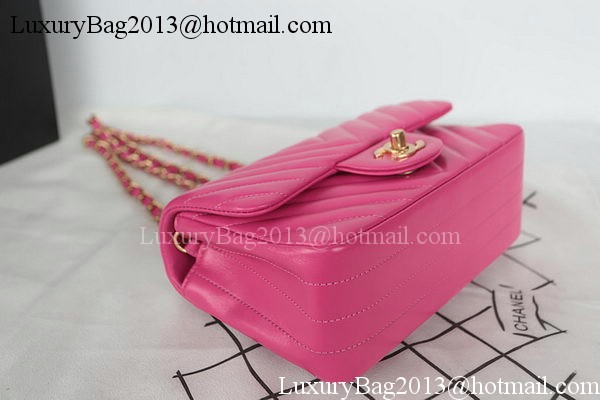 Chanel Classic MINI Flap Bag Chevron Sheepskin Leather A1119 Rose