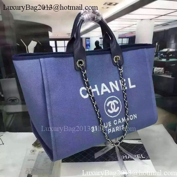 Chanel Large Canvas Tote Shopping Bag A1679 Blue Chanel Large Canvas Tote Shopping Bag A1679 Blue