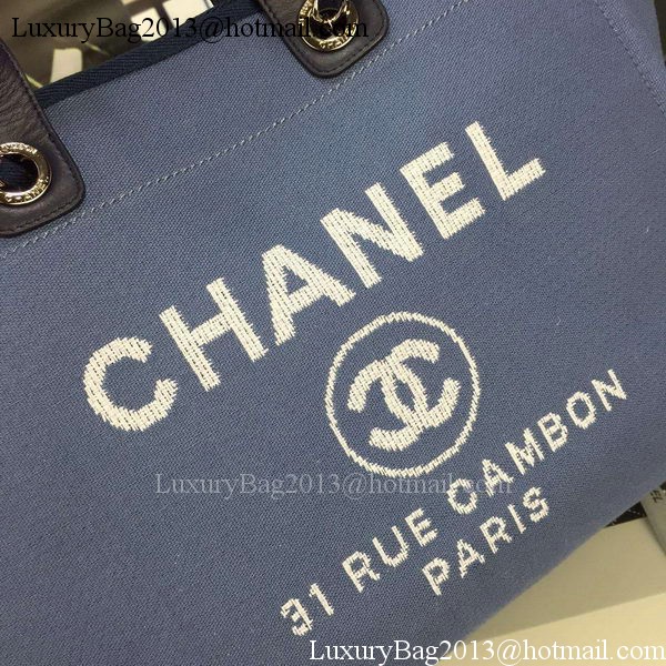 Chanel Large Canvas Tote Shopping Bag A1679 Blue Chanel Large Canvas Tote Shopping Bag A1679 Blue