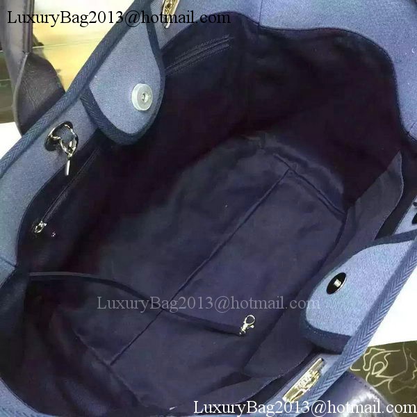 Chanel Large Canvas Tote Shopping Bag A1679 Blue Chanel Large Canvas Tote Shopping Bag A1679 Blue
