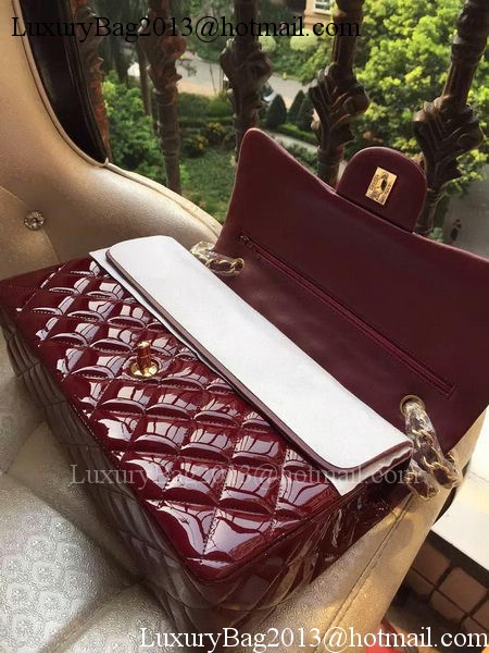 Chanel Classic Flap Bag Burgundy Original Patent Leather A1113 Gold Chanel Classic Flap Bag Burgundy Original Patent Leather A1113 Gold