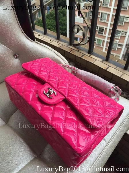 Chanel Classic Flap Bag Rose Original Patent Leather A1113 Silver Chanel Classic Flap Bag Rose Original Patent Leather A1113 Silver