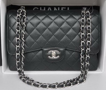 Chanel Jumbo Double Flaps Bag Black Cannage Pattern A36097 Silver Chanel Jumbo Double Flaps Bag Black Cannage Pattern A36097 Silver