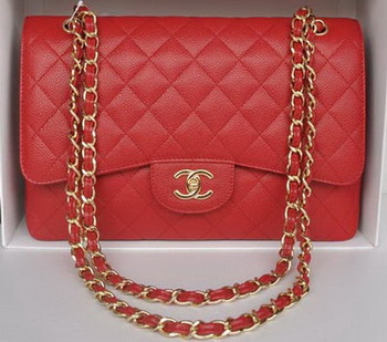 Chanel Jumbo Double Flaps Bag Red Cannage Pattern A36097 Gold Chanel Jumbo Double Flaps Bag Red Cannage Pattern A36097 Gold