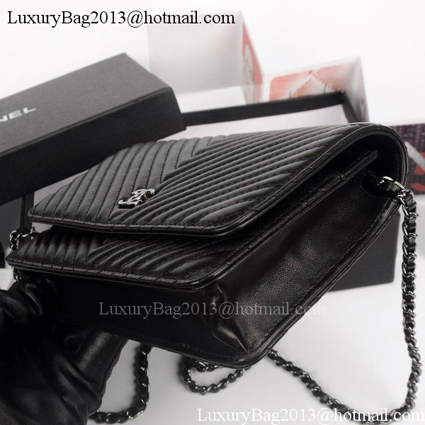 Chanel V mini Flap Bag Chevron Leather A33814V Black Chanel V mini Flap Bag Chevron Leather A33814V Black
