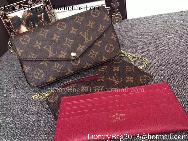 Louis Vuitton Monogram Canvas Felicie Chain Wallet M61276 Burgundy Louis Vuitton Monogram Canvas Felicie Chain Wallet M61276 Burgundy