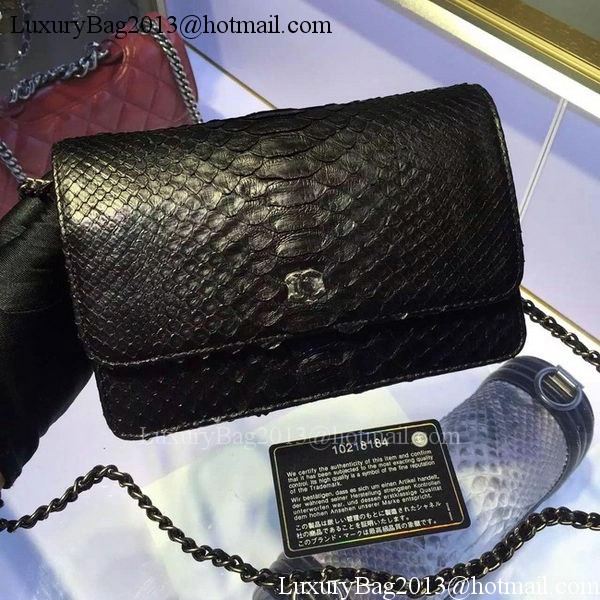 Chanel WOC Flap Bag Original Snake Leather A33814 Black Chanel WOC Flap Bag Original Snake Leather A33814 Black