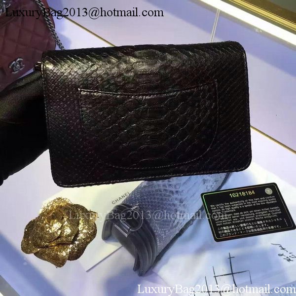 Chanel WOC Flap Bag Original Snake Leather A33814 Black Chanel WOC Flap Bag Original Snake Leather A33814 Black