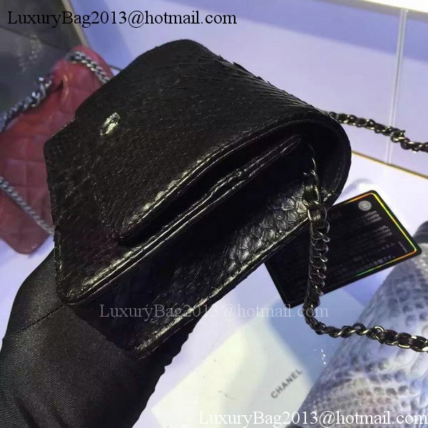 Chanel WOC Flap Bag Original Snake Leather A33814 Black Chanel WOC Flap Bag Original Snake Leather A33814 Black