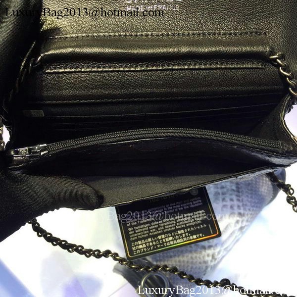 Chanel WOC Flap Bag Original Snake Leather A33814 Black Chanel WOC Flap Bag Original Snake Leather A33814 Black