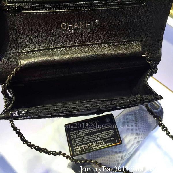 Chanel WOC Flap Bag Original Snake Leather A33814 Black Chanel WOC Flap Bag Original Snake Leather A33814 Black