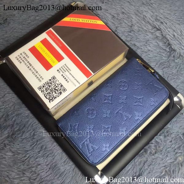 Louis Vuitton Monogram Empreinte ZIPPY WALLET M60571 Blue Louis Vuitton Monogram Empreinte ZIPPY WALLET M60571 Blue