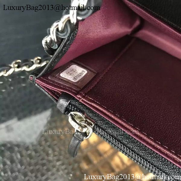 Chanel WOC mini Flap Bag Black Sheepskin A5373 Silver Chanel WOC mini Flap Bag Black Sheepskin A5373 Silver