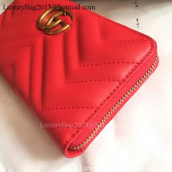 Gucci GG Marmont Zip Around Wallet 443123 Red