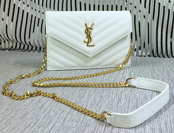 YSL Classic Monogramme Flap Bag Cannage Pattern Y377828S White