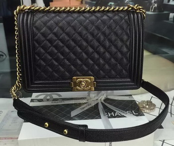 Boy Chanel Flap Bags Original Black Cannage Pattern A67088 Gold Boy Chanel Flap Bags Original Black Cannage Pattern A67088 Gold