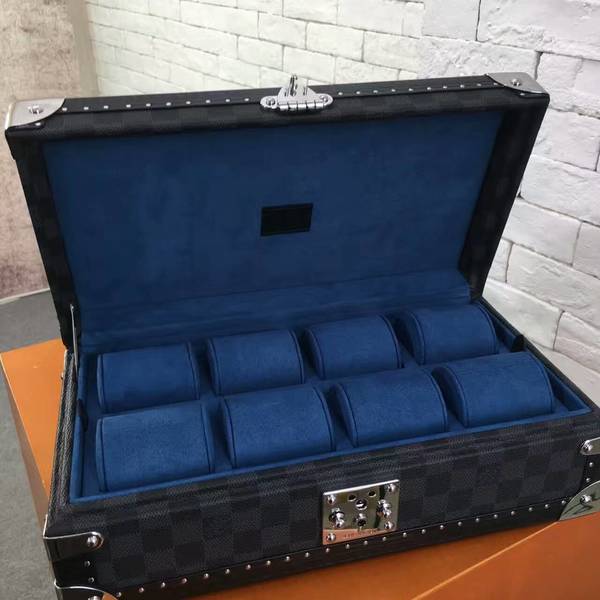 Louis Vuitton Damier Graphite Canvas Watches Box 40664 Blue Louis Vuitton Damier Graphite Canvas Watches Box 40664 Blue