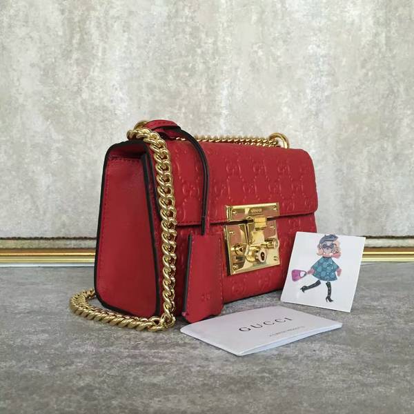 Gucci Padlock Gucci Signature Mini Shoulder Bag 409487A Red Gucci Padlock Gucci Signature Mini Shoulder Bag 409487A Red