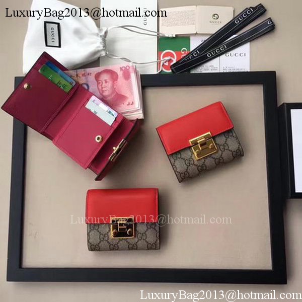 Gucci GG Supreme Canvas Padlock Wallet 453155 Red Gucci GG Supreme Canvas Padlock Wallet 453155 Red