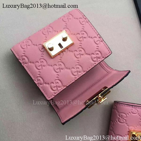 Gucci Signature Leather Padlock Wallet 453155 Pink Gucci Signature Leather Padlock Wallet 453155 Pink