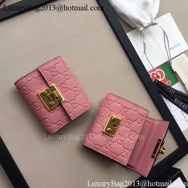 Gucci Signature Leather Padlock Wallet 453155 Pink Gucci Signature Leather Padlock Wallet 453155 Pink