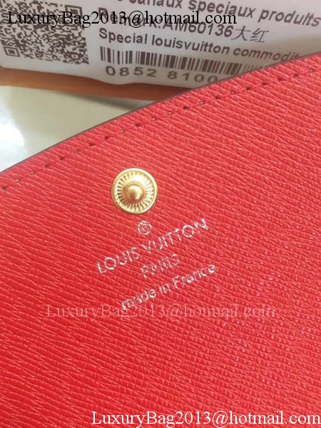 Louis Vuitton Monogram Canvas Emilie Wallet M60136 Red Louis Vuitton Monogram Canvas Emilie Wallet M60136 Red
