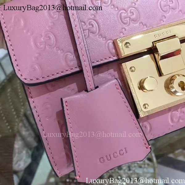 Gucci Padlock Gucci Signature Mini Shoulder Bag 409487 Pink Gucci Padlock Gucci Signature Mini Shoulder Bag 409487 Pink