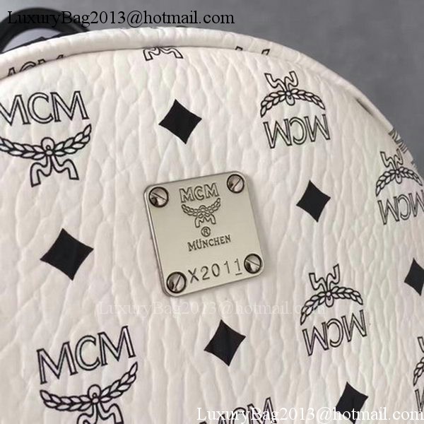 MCM Medium Top Studs Backpack MCM0039 White MCM Medium Top Studs Backpack MCM0039 White