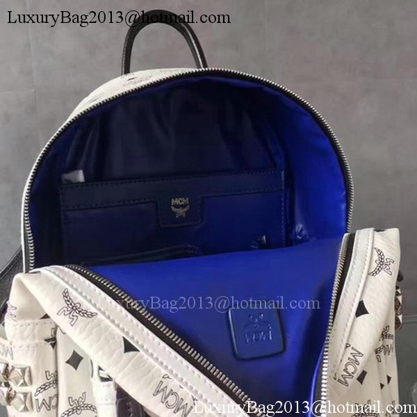 MCM Medium Top Studs Backpack MCM0039 White MCM Medium Top Studs Backpack MCM0039 White