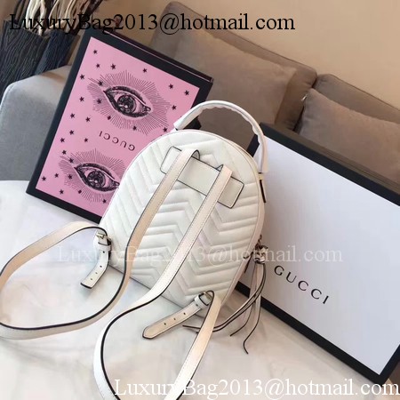 Gucci GG Marmont Quilted Leather Backpack 476671 White Gucci GG Marmont Quilted Leather Backpack 476671 White