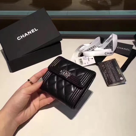 Boy Chanel Matelasse Bi-Fold Wallet Sheepskin CHA5261 Black Boy Chanel Matelasse Bi-Fold Wallet Sheepskin CHA5261 Black
