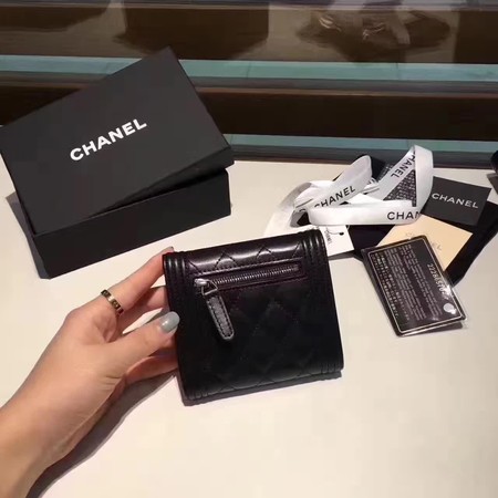 Boy Chanel Matelasse Bi-Fold Wallet Sheepskin CHA5261 Black Boy Chanel Matelasse Bi-Fold Wallet Sheepskin CHA5261 Black