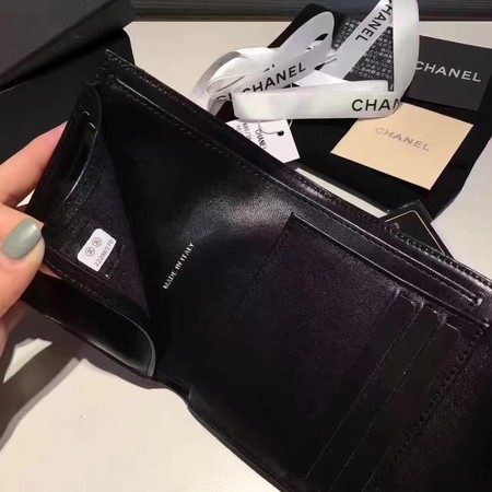 Boy Chanel Matelasse Bi-Fold Wallet Sheepskin CHA5261 Black Boy Chanel Matelasse Bi-Fold Wallet Sheepskin CHA5261 Black