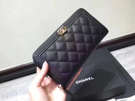 Boy Chanel Zip Around Wallet Black Cannage Pattern CHA5264 Gold Boy Chanel Zip Around Wallet Black Cannage Pattern CHA5264 Gold