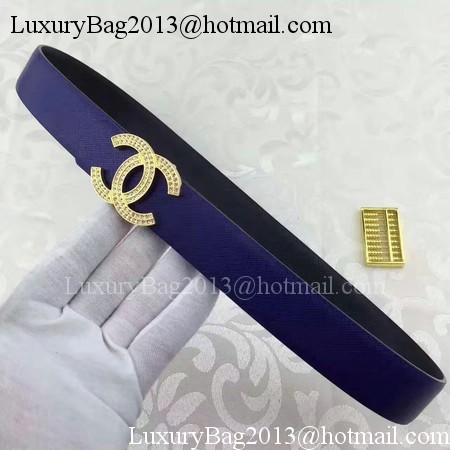 Chanel 30mm Blue Leather Belt CH5235 Gold Chanel 30mm Blue Leather Belt CH5235 Gold