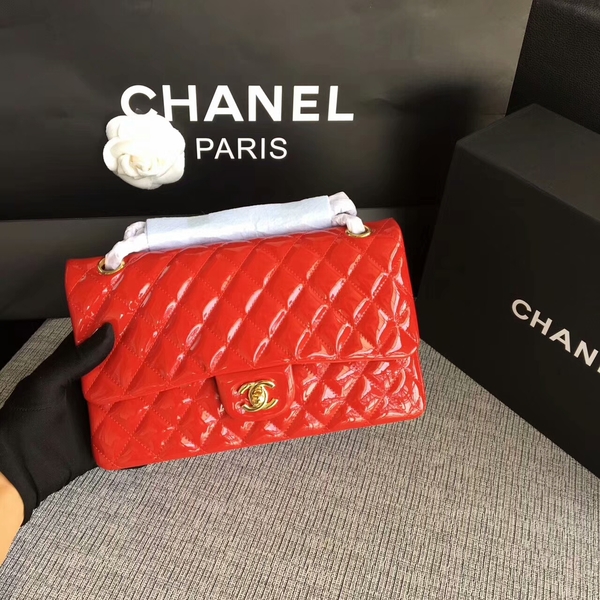 Chanel Flap Shoulder Bags Red Original Patent Leather CF1112 Gold Chanel Flap Shoulder Bags Red Original Patent Leather CF1112 Gold