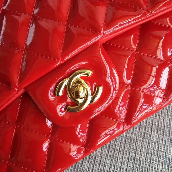 Chanel Flap Shoulder Bags Red Original Patent Leather CF1112 Gold Chanel Flap Shoulder Bags Red Original Patent Leather CF1112 Gold