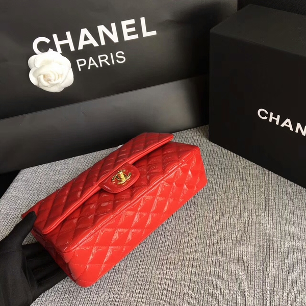 Chanel Flap Shoulder Bags Red Original Patent Leather CF1112 Gold Chanel Flap Shoulder Bags Red Original Patent Leather CF1112 Gold