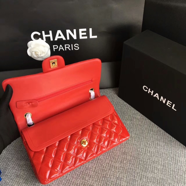 Chanel Flap Shoulder Bags Red Original Patent Leather CF1112 Gold Chanel Flap Shoulder Bags Red Original Patent Leather CF1112 Gold
