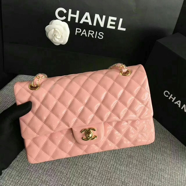 Chanel Flap Shoulder Bags Light Pink Original Patent Leather CF1112 Gold Chanel Flap Shoulder Bags Light Pink Original Patent Leather CF1112 Gold
