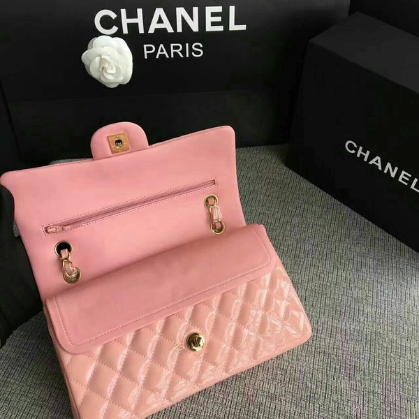Chanel Flap Shoulder Bags Light Pink Original Patent Leather CF1112 Gold Chanel Flap Shoulder Bags Light Pink Original Patent Leather CF1112 Gold